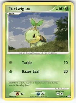 Turtwig Diamond and Pearl Common Pokemon Moderately played - Image 1