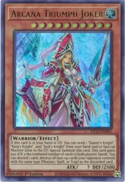 Yu-Gi-Oh Card - KICO-EN001 - ARCANA TRIUMPH JOKER (ultra rare holo) - NM/Mint - Image 1