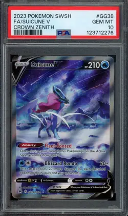 Pokemon Suicune V Full Art 2023 Crown Zenith #GG38 PSA 10 Gem Mint - Image 1