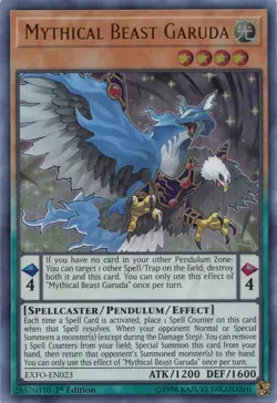 Yugioh! LP Mythical Beast Garuda - EXFO-EN023 - Ultra Rare - 1st Edition Lightly - Image 1