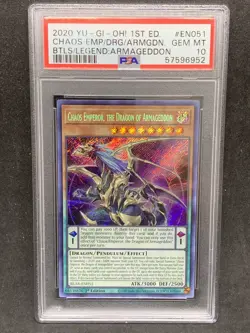 Chaos Emperor The Dragon Of Armageddon PSA 10 Gem Mint BLAR-EN051 Yugioh 1st ed - Image 1