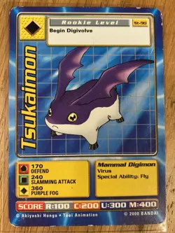 DIGIMON ST-90 Tsukaimon Swedish Promo Card TCG Rare Bandai Played - Image 1