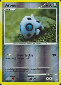 Aron 71/123 Reverse Holo Mysterious Treasures Pokemon Card LP - Image 1