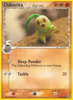 Chikorita (Delta Species) 44/101 Dragon Frontiers Yuka Morii Pokemon Card - Image 1
