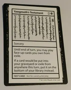 MtG Yawgmoth's Testament (Mystery Booster) Test Card English MINT - Image 1