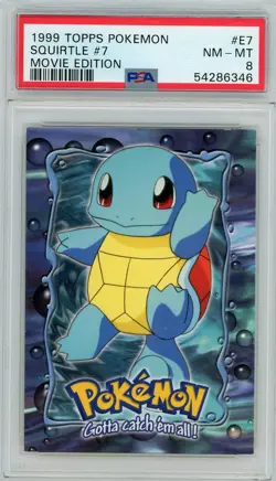 1999 TOPPS POKEMON #E7 SQUIRTLE MOVIE EDITION PSA 8 NEAR MINT MINT - Image 1