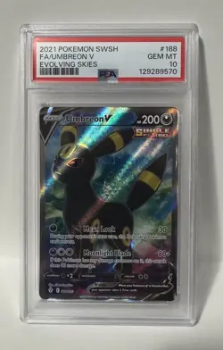 Umbreon V 188/203 Pokemon PSA 10 GEM MINT Evolving Skies Full Art - Image 1