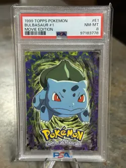 Pokemon-1999 TOPPS Bulbasaur #1 Movie Edition PSA 8 - Image 1