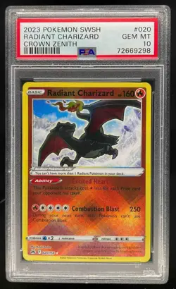 2023 Pokemon SW&SH Crown Zenith Radiant Charizard PSA 10 Gem Mint #020/159 - Image 1
