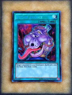 Yugioh Pot of Avarice LCJW-EN290 Secret Rare 1st Ed LP - Image 1