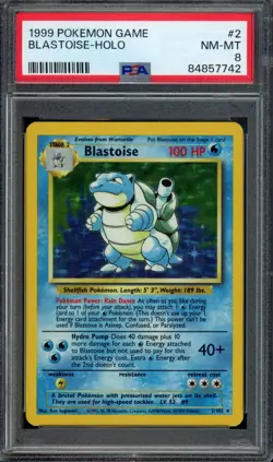 Pokemon Blastoise Holo 1999 Base Set Unlimited #2 PSA 8 NM-MT - Image 1