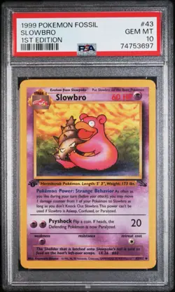 1999 Pokemon Fossil Slowbro 1st Edition #43 - PSA Gem Mint 10 - Image 1