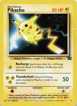 DMG PIKACHU Promo Card #4 Kid's WB Presents The First Movie 1999 Pokemon - Image 1