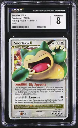 CGC 8 Snorlax LV.X 2009 Rising Rivals 111/111 Holo Pokemon Card - Image 1