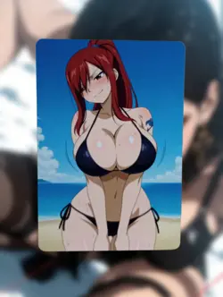 Erza Scarlet Fairy Tail Anime Waifu Sexy Goddess Doujin Lewd Hentai Card - Image 1