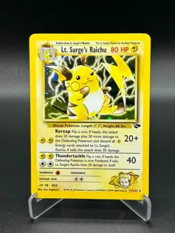Lt Surges Raichu Holo 11/132 Gym Challenge Pokemon Card 2000 WoTC - Image 1