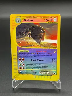 Golem 148/144 Crystal Reverse Holo Skyridge Pokemon Card Damaged Creased - Image 1