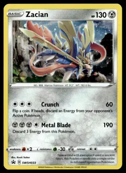 Zacian SWSH033 SWSH: Sword & Shield Promo Cards Promo English Pokemon Card - Image 1