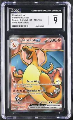 CGC 9 MINT Charizard ex Ultra Rare 183/165 Pokemon 151 English Card 2023 - Image 1