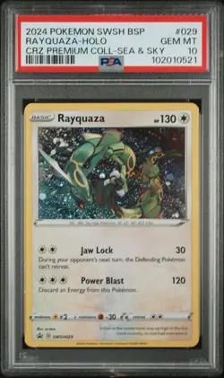 PSA 10 GEM MINT Rayquaza Cosmos Holo SWSH029 Black Star Promo Pokemon Card - Image 1