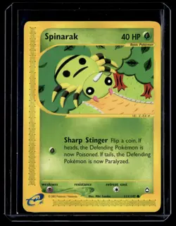 Spinarak 111/147 Aquapolis Common English Pokemon Card - Image 1