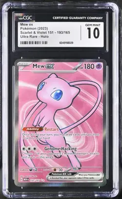 CGC 10 GEM MINT Mew ex Ultra Rare 193/165 sv2a Pokemon Card 2023 - Image 1