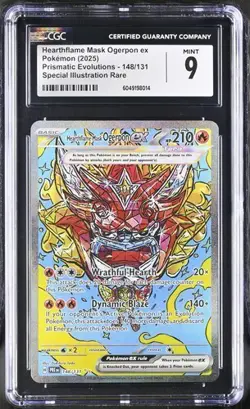 Hearthflame Mask Ogerpon EX 148/131 Prismatic Evolutions SIR CGC 9 Pokemon Card - Image 1