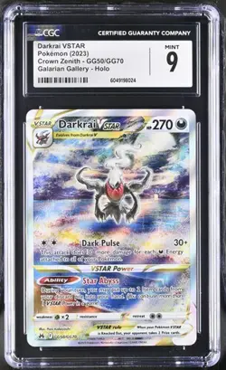 CGC 9 MINT Darkrai VSTAR GG50/GG70 Crown Zenith Pokemon Card 2023 - Image 1