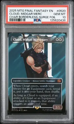MTG Final Fantasy Cloud, Midgar Mercenary Borderless 520 Surge Foil PSA 10 - Image 1