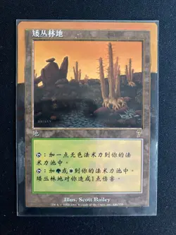 Brushland (7th Edition Chinese MTG) ALTERED Floating border style. - Image 1