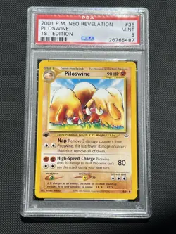 PSA 9 Piloswine 36/64 1st Edition Neo Revelation 2001 Pokemon - Image 1