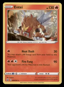 Entei SWSH05: Battle Styles #020/163 Holo Rare Pokemon LP - Image 1