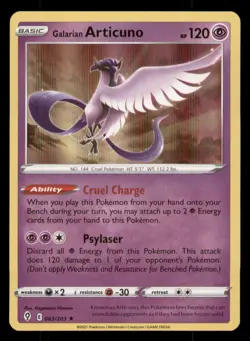 Galarian Articuno SWSH07: Evolving Skies #063/203 Holo Rare Pokemon LP - Image 1
