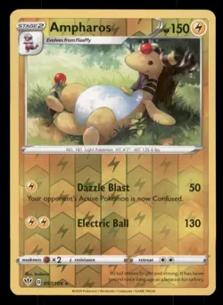 Ampharos SWSH03: Darkness Ablaze #057/189 Rare Reverse Holo Pokemon LP - Image 1