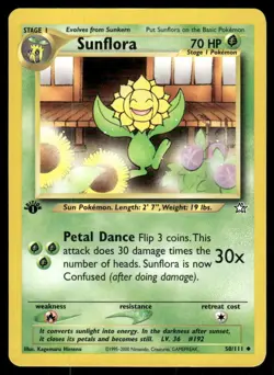 Pokemon Tcg Neo Genesis WOTC NM Regular Sunflora [1st Edition] #50 - Image 1