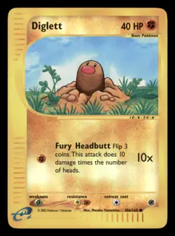 Moderately Played Diglett 106/165 Reverse Holo Expedition Base Set Common - Image 1