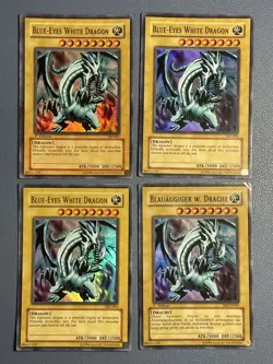 Yu-Gi-Oh! 4x Blue-Eyes White Dragon / Blauaugiger W. Drache SKE 1.Edition / unl. - Image 1
