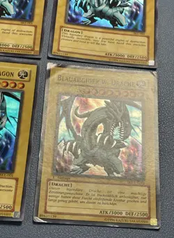 Yu-Gi-Oh! 4x Blue-Eyes White Dragon / Blauaugiger W. Drache SKE 1.Edition / unl. - Image 5