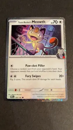 Team Rocket's Meowth (Cosmos Holo) 149/182 Miscellaneous Cards & Products Holo - Image 2