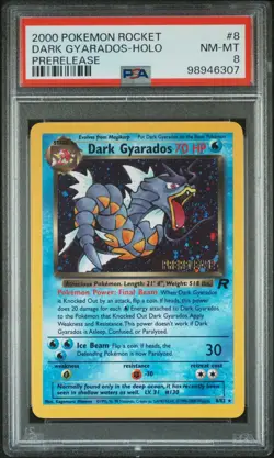 Dark Gyarados - PSA 8 Holo SWIRL Prerelease Promo - 8/82 Team Rocket Pokemon 307 - Image 1