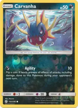 x4 Carvanha - 132/236 - Common - Reverse Holo Pokemon SM12 Cosmic Eclipse M/NM E - Image 1