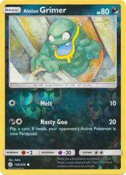 x4 Alolan Grimer - 130/236 - Common - Reverse Holo Pokemon SM12 Cosmic Eclipse M - Image 1