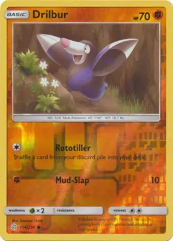 x4 Drilbur - 114/236 - Common - Reverse Holo Pokemon SM12 Cosmic Eclipse M/NM En - Image 1