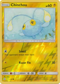 x4 Chinchou - 71/236 - Common - Reverse Holo Pokemon SM12 Cosmic Eclipse M/NM En - Image 1