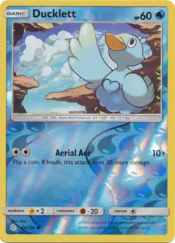 x4 Ducklett - 59/236 - Common - Reverse Holo Pokemon SM12 Cosmic Eclipse M/NM En - Image 1