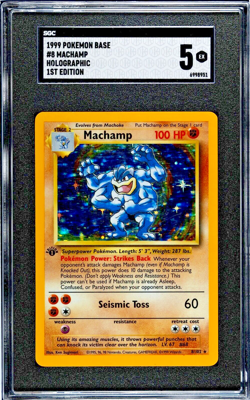 1999 Pokemon Base Set Machamp Holo 1st Edition #8 SGC 5 EX POP 80 - Image 1