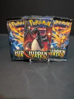 x3 Hidden Fates Booster Packs - Pokemon Card Lot - Sealed/New - Image 1