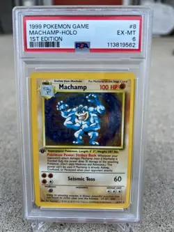 Pokemon TCG Machamp Holo Rare 1st Edition Base Set 8/102 PSA 6 - Image 1