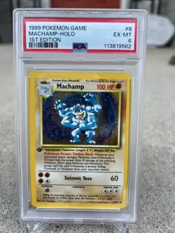 Pokemon TCG Machamp Holo Rare 1st Edition Base Set 8/102 PSA 6 - Image 3