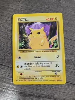 Pikachu 58/102 Base Set Common Pokemon TCG Vintage - Image 1